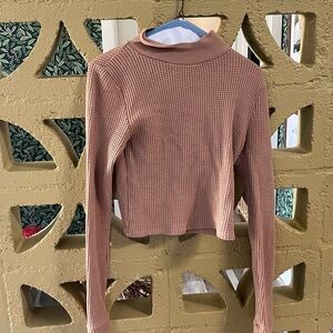 Aerie light brown Waffle Knit Long Sleeve Top